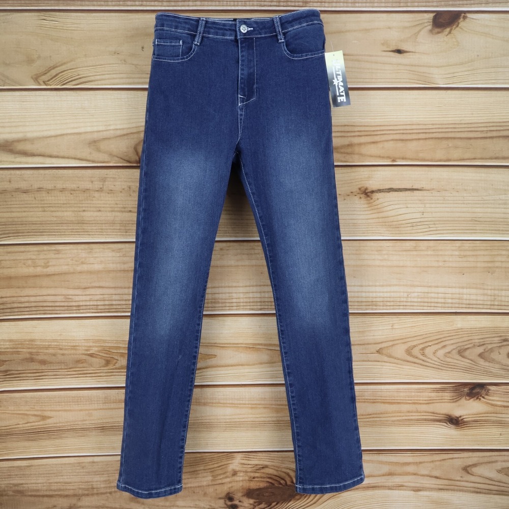 Ultimate Jeans Womens 2‎ Blue Dark Wash Denim Stretch High Rise Straight Leg NWT